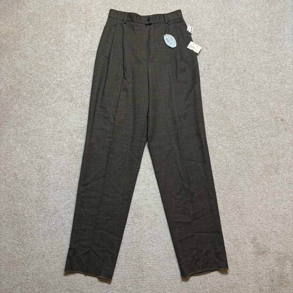 Zanella Sara Dress Pants NWT Womens 8 Brown Tweed Pleated Straight Lined Italy